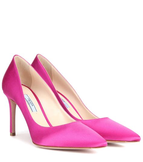 prada pink satin pumps|Prada shoes.